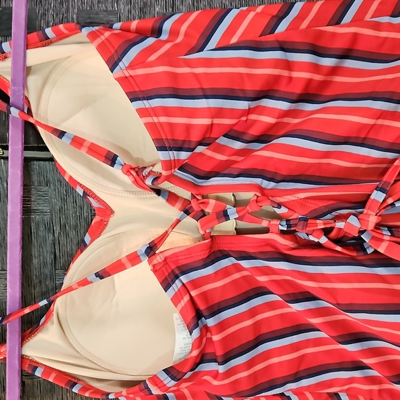 Kona Sol Red & Blue Striped One Piece Swimsuit Size Large - Picture 6 of 11